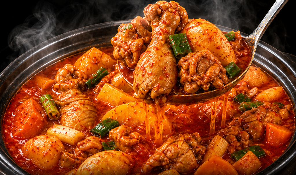 닭도리탕 - 통통한 국내산 닭으로 끓인 얼큰 매콤한 탕